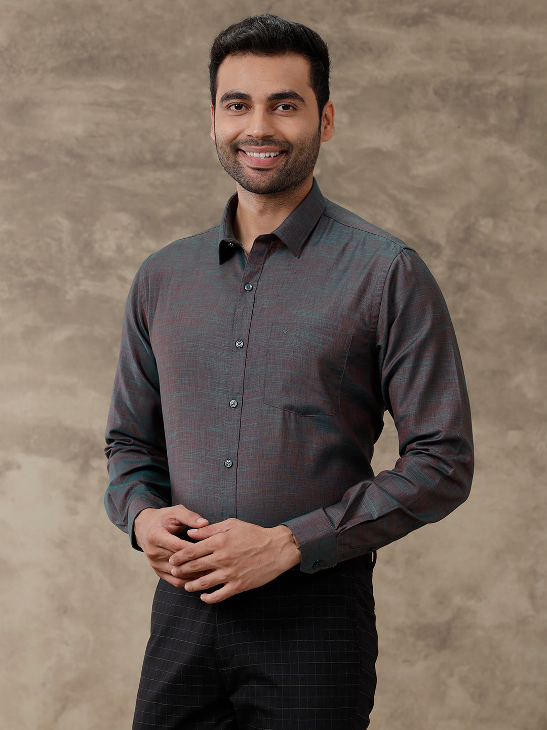 Men Cotton Rich Full Sleeves Shirt Grey T12 CK11