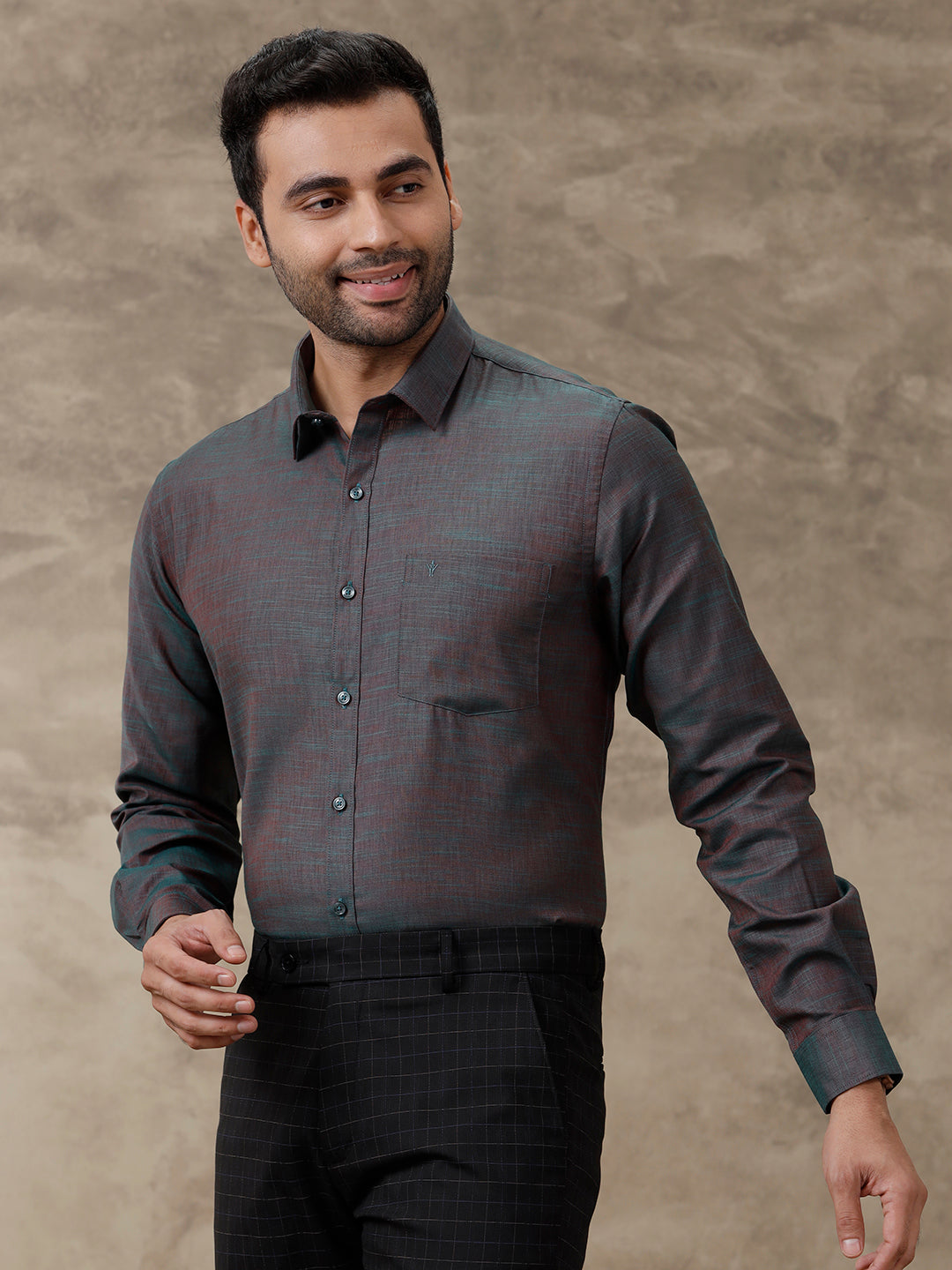 Men Cotton Rich Full Sleeves Shirt Grey T12 CK11