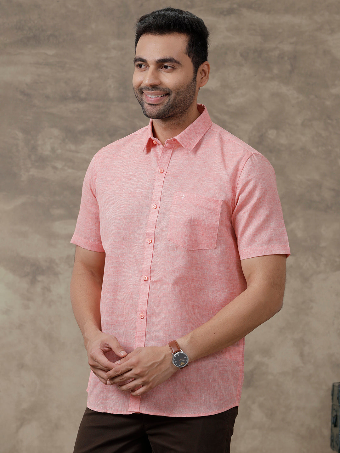 Men Cotton Blend Shirt Light Pink T3 CV11
