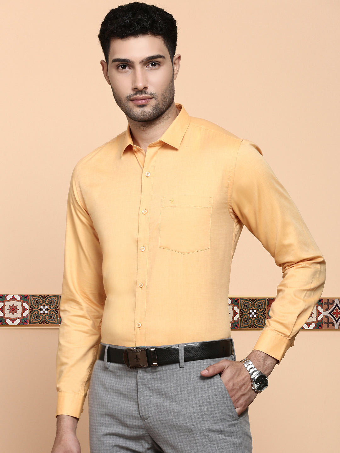 Men Premium Cotton Shirt Orange EL GP15