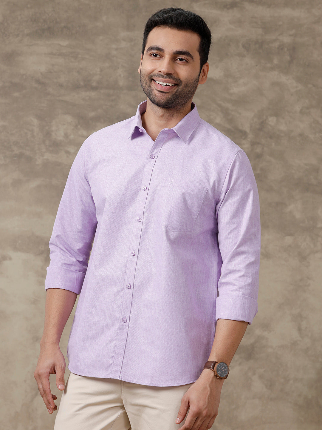 Men Cotton Rich Shirt Violet T1 GC17