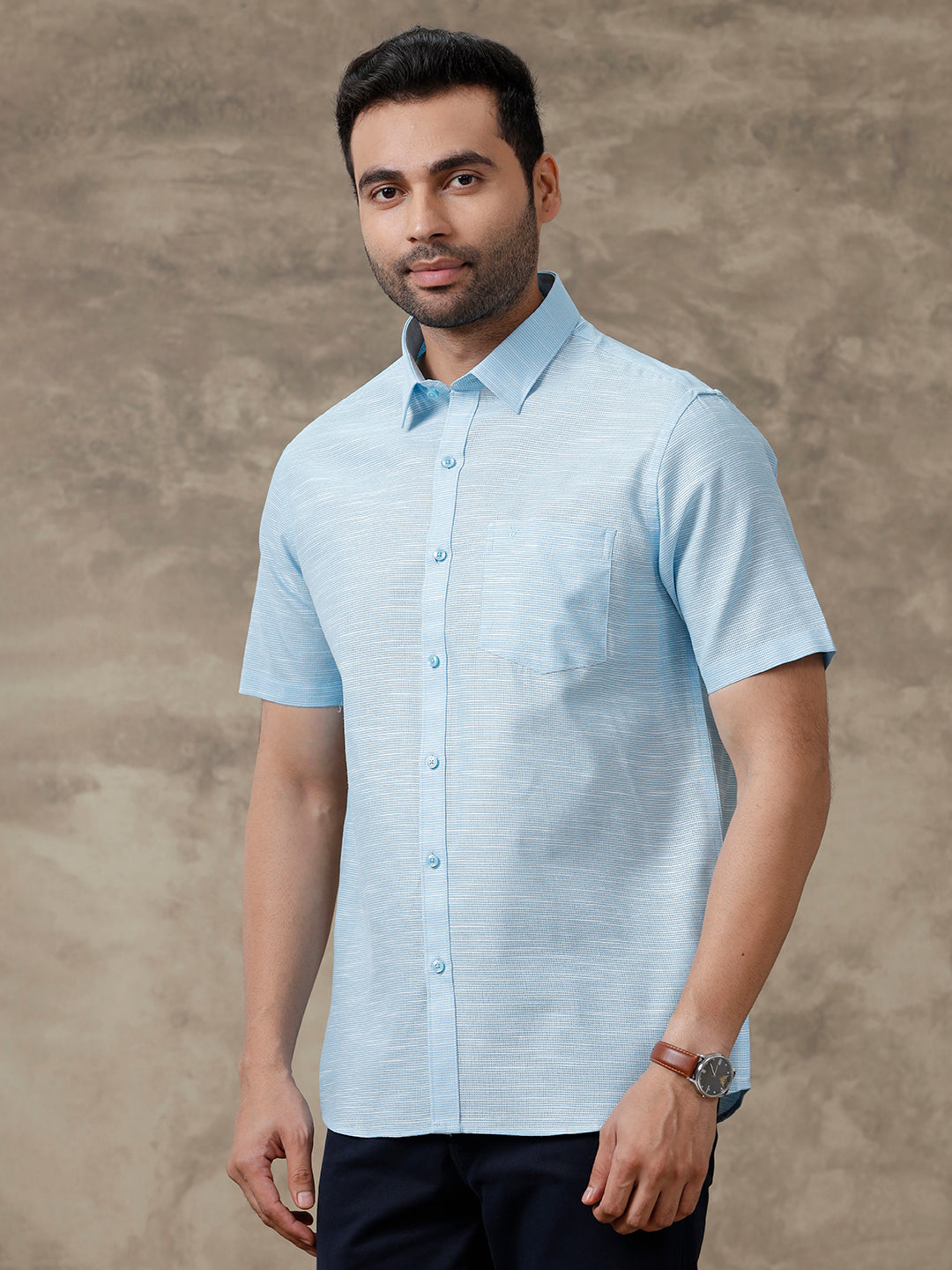 Men Cotton Rich Shirt Sky Blue T13 CL7