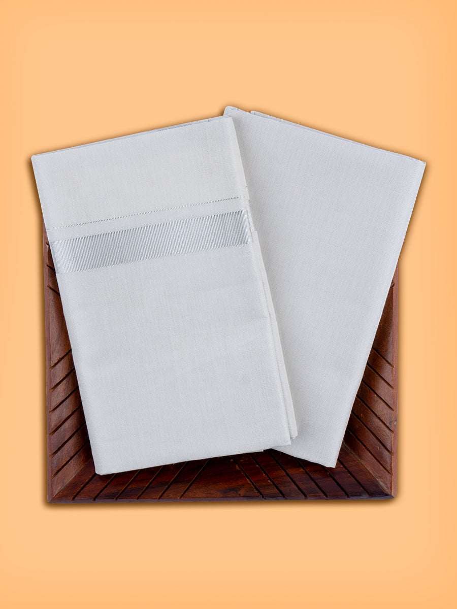 Men Tissue Silver Dhoti & Shirting Set Celebrity Set