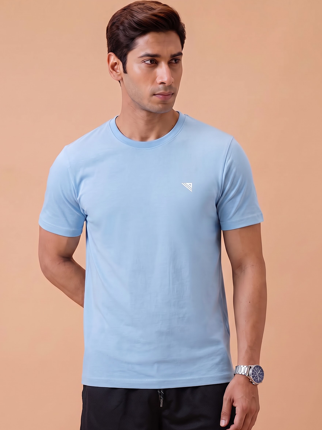 100% Cotton Crew Neck Tee Sky Blue