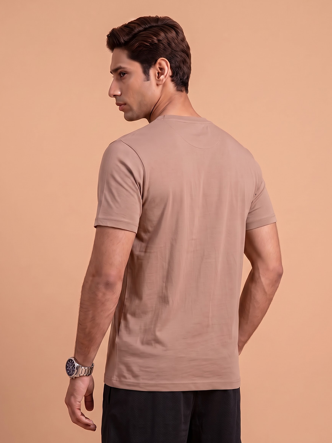 100% Cotton Crew Neck Tee Desert Beige