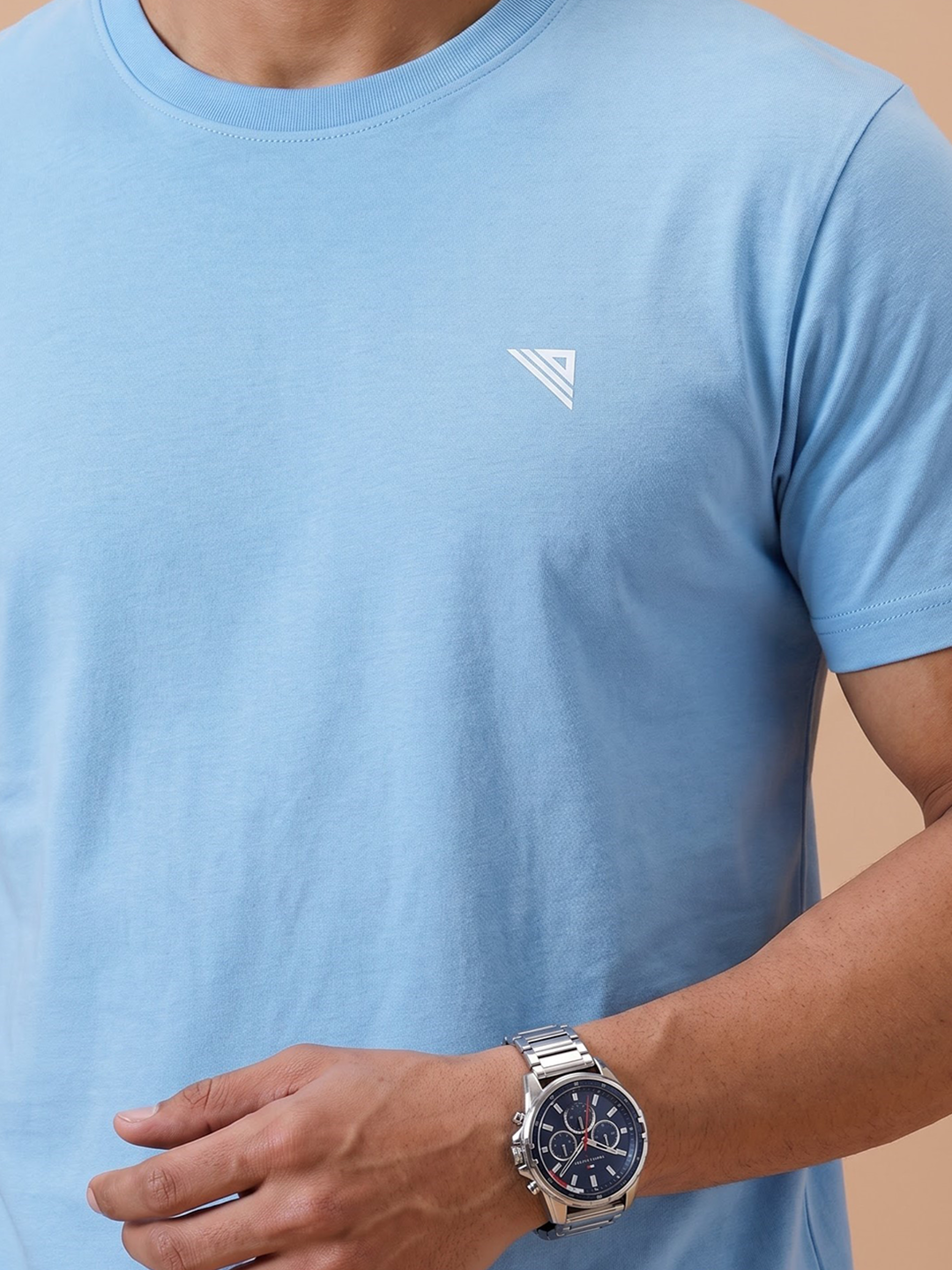 100% Cotton Crew Neck Tee Sky Blue
