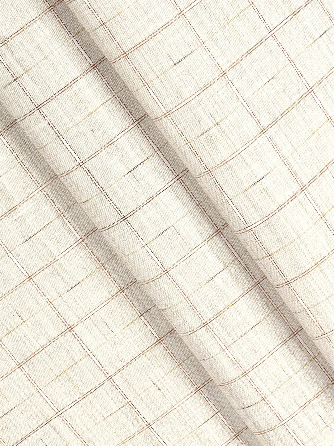 Cotton Cream Colour Check Shirt Fabric-Galaxy Art