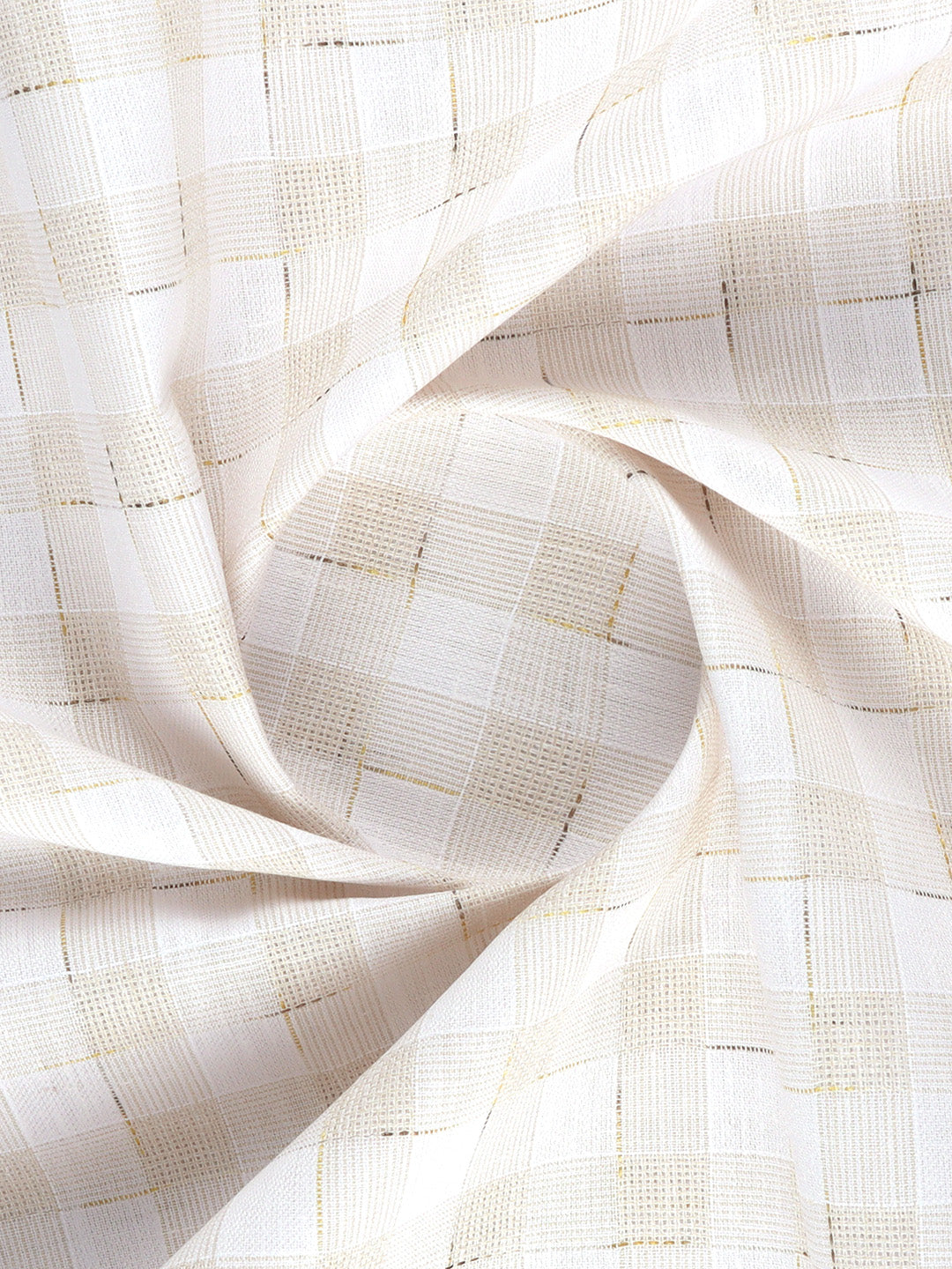 Men Cotton Rich Checked White Shirt Fabric High Style