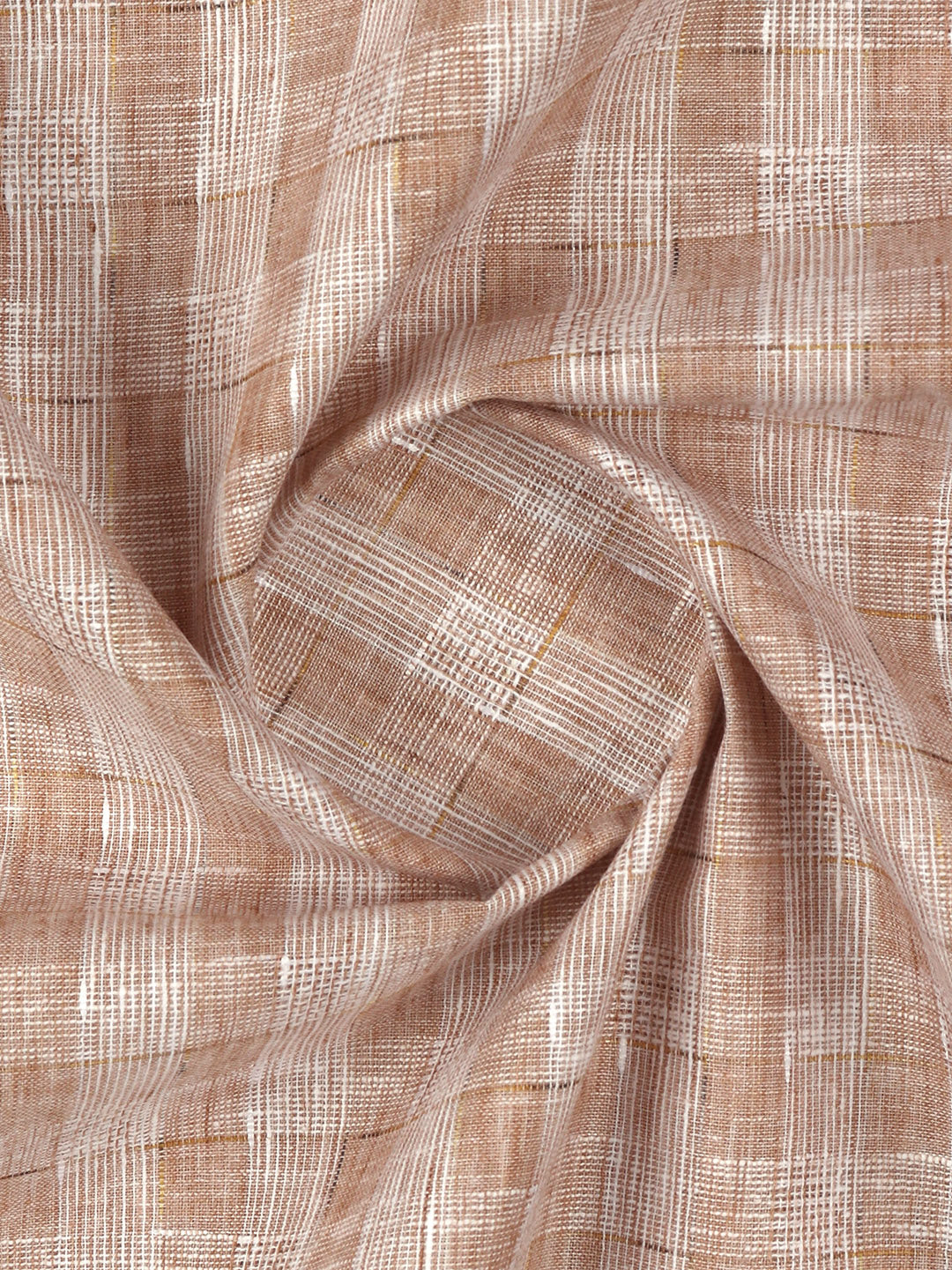 Cotton Rich Self Design Shirt Fabric Brown High Style