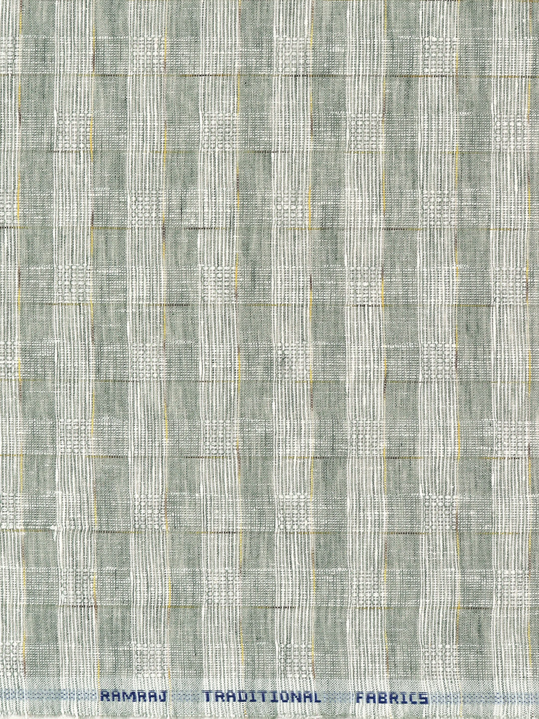 Men Cotton Rich Self Design Shirt Fabric Green High Style