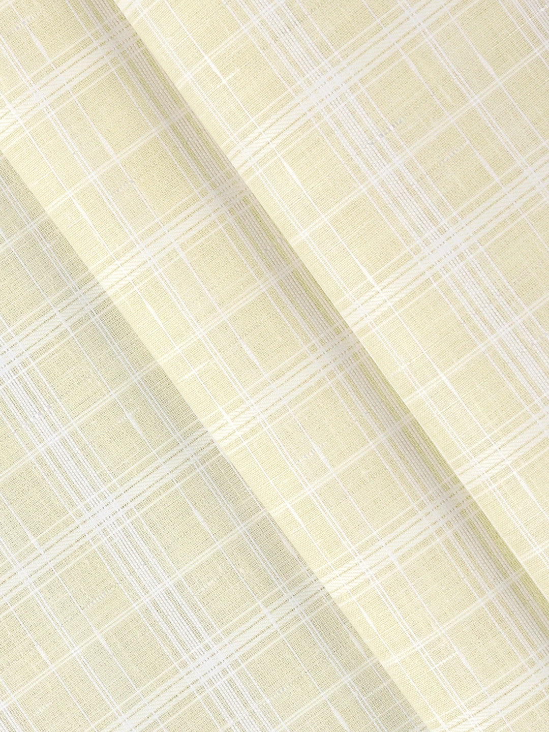 Men Cotton Rich Checked Light Yellow Shirt Fabric High Style