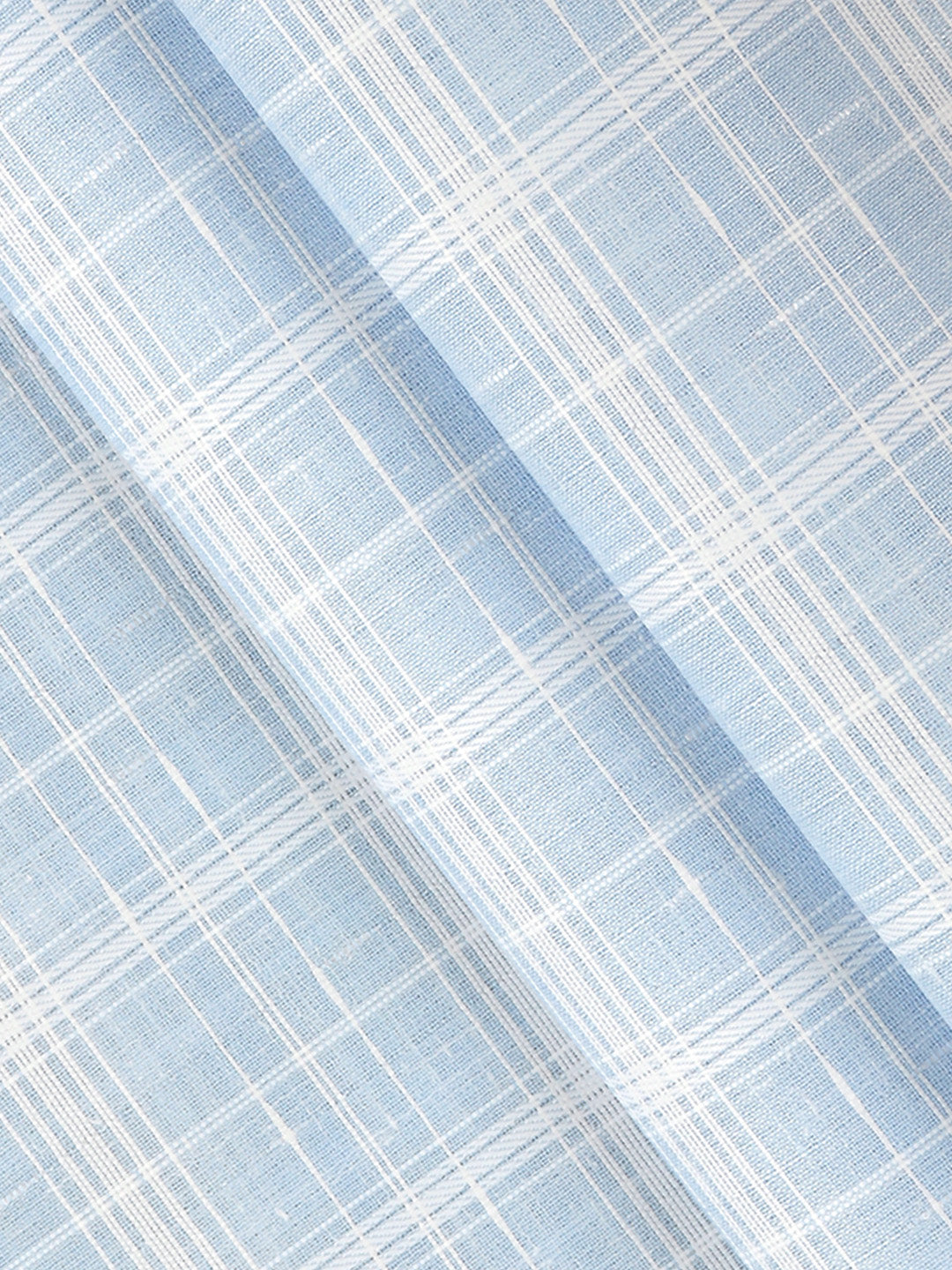 Men Cotton Rich Checked Blue Shirt Fabric High Style