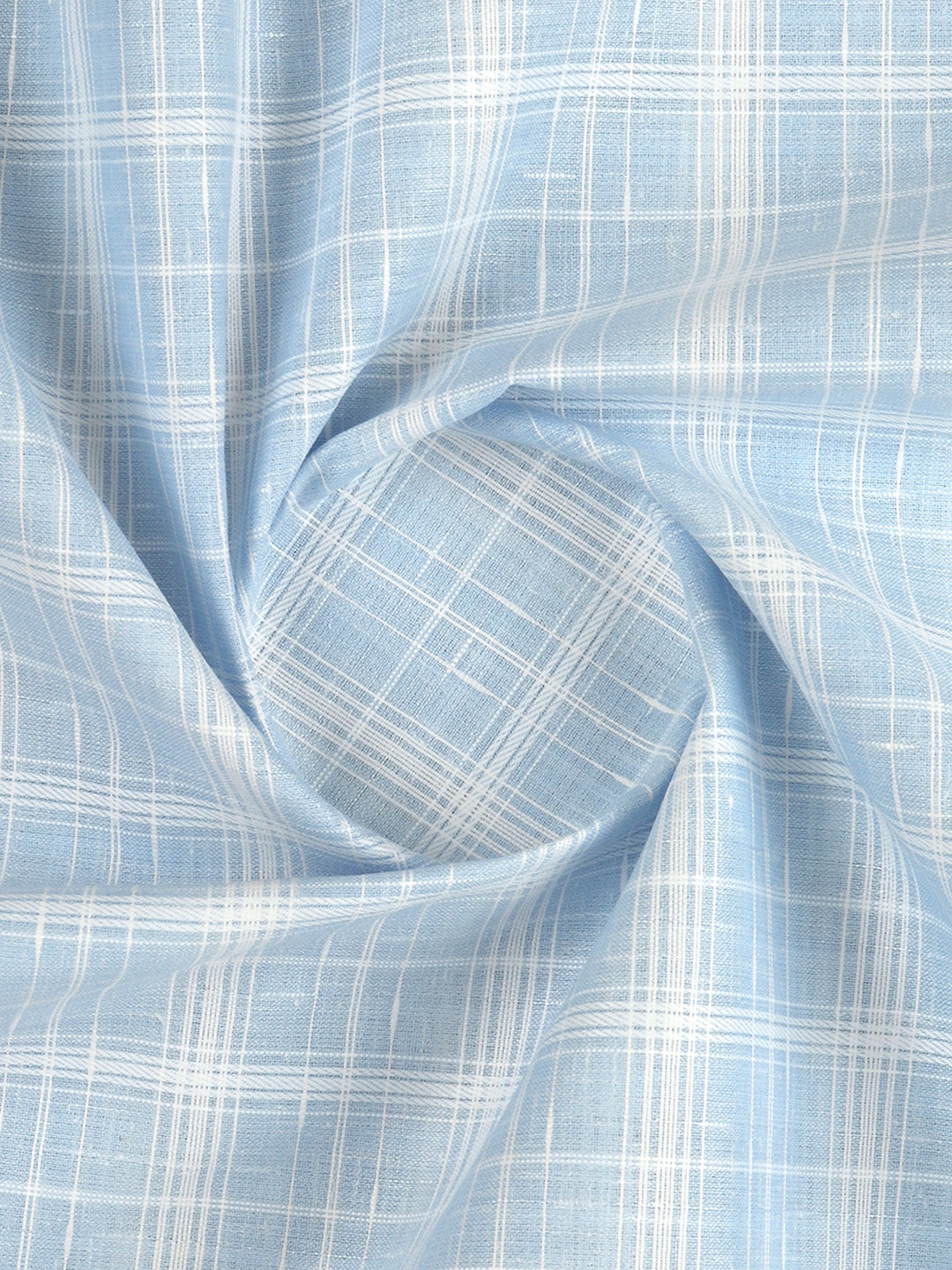 Men Cotton Rich Checked Blue Shirt Fabric High Style