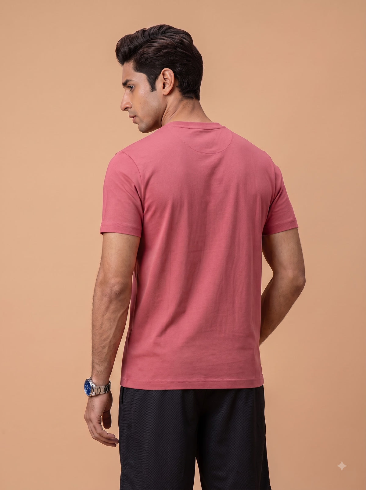 100% Cotton Crew Neck Tee Desert Peach