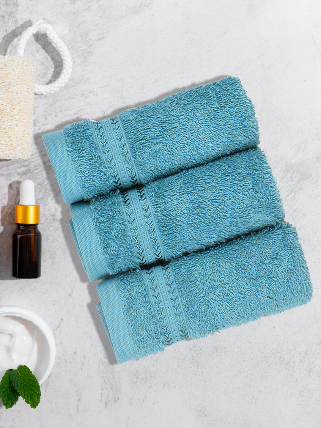 Cotton Bamboo Face Towel Blue (Pack of 4)