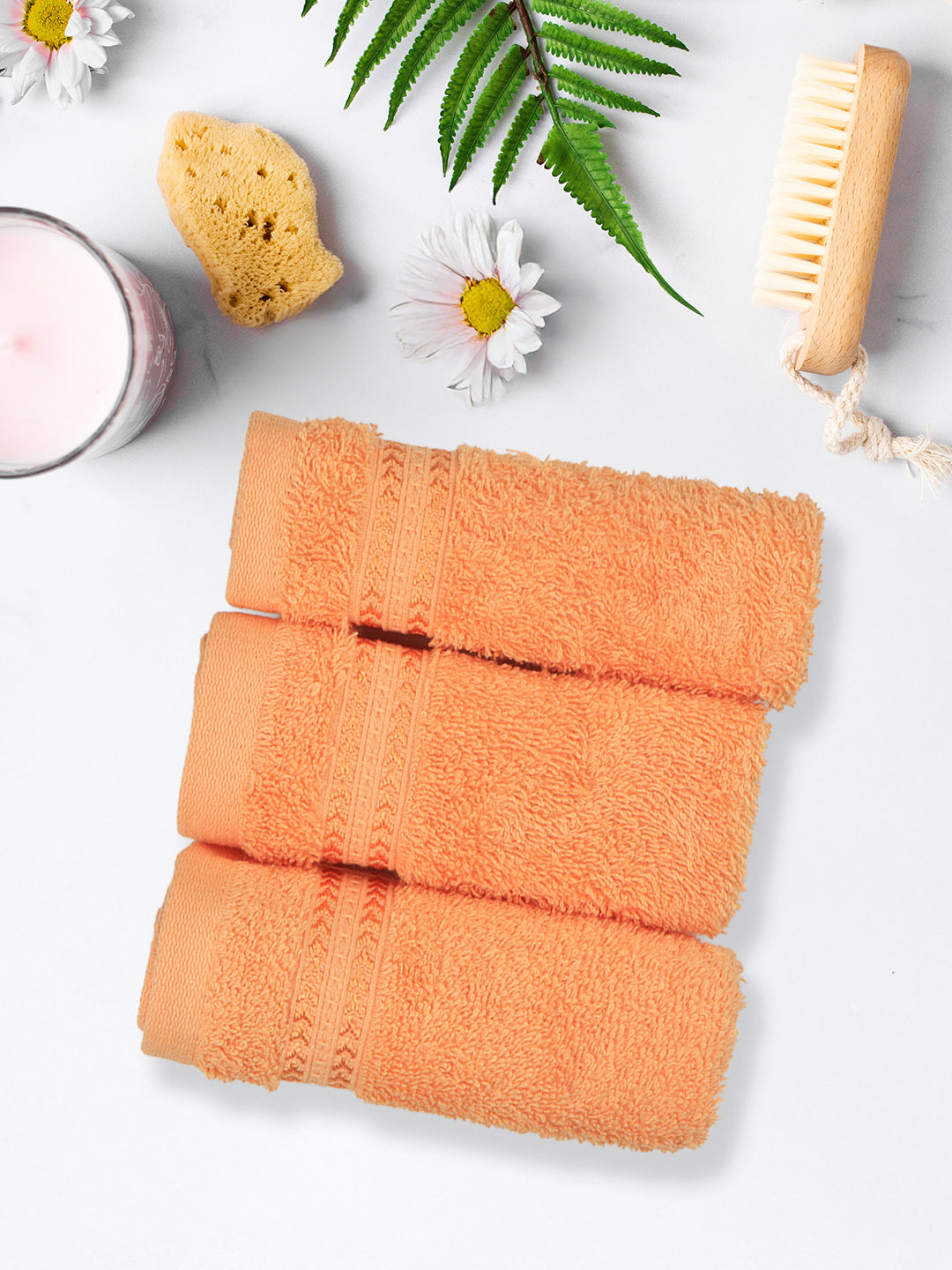 Cotton Bamboo Face Towel Orange (Pack of 4)