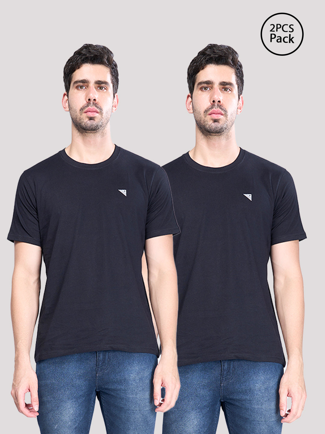 Men 100% Cotton Black Expert Tee Pack of 2