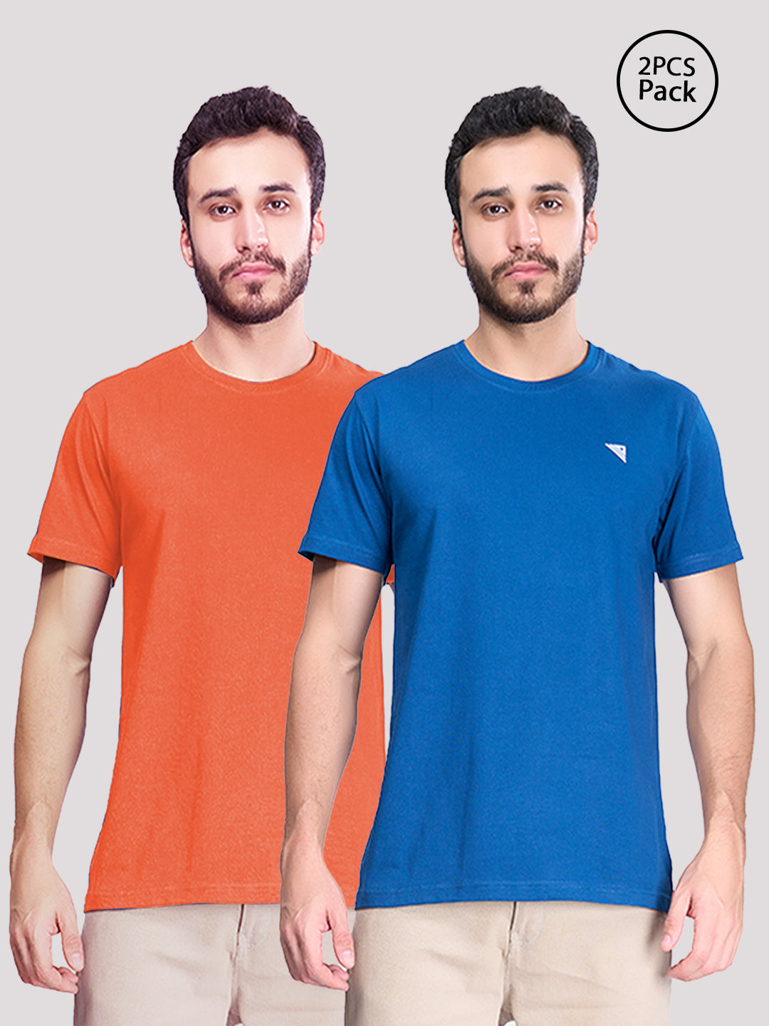 Men 100% Cotton Orange & Blue Expert Tee Combos