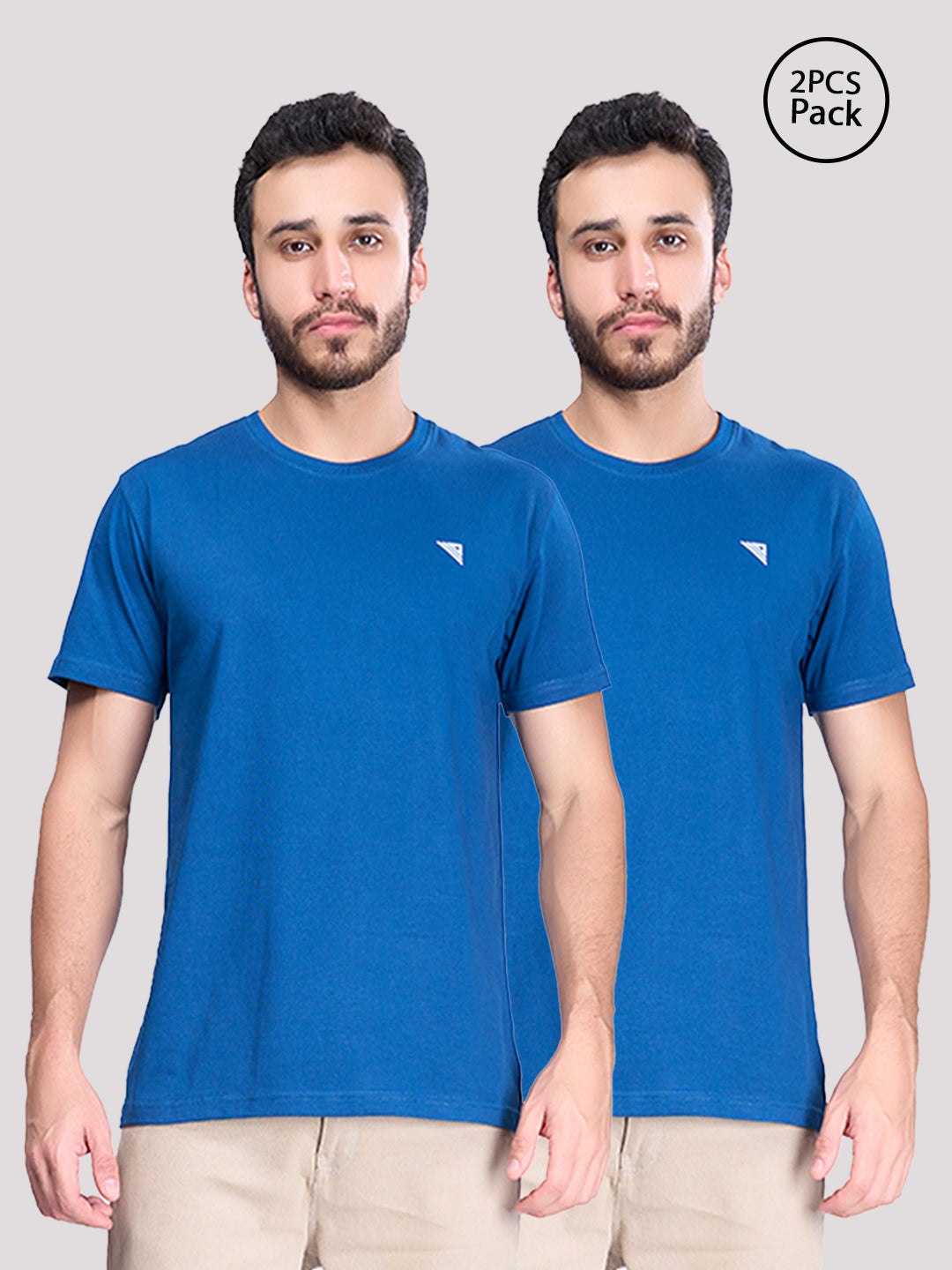 Men 100% Cotton Blue Expert Tee Pack of 2