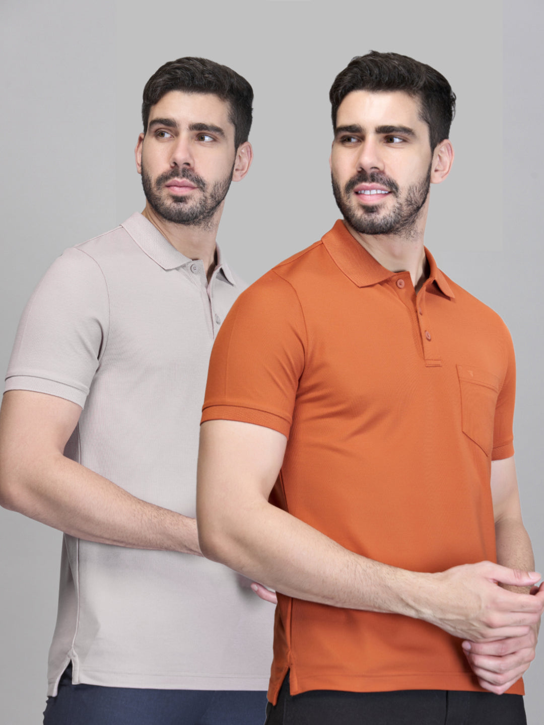 Men Cotton Rich Orange & Silver Berry Expert Polo Tshirt Combos