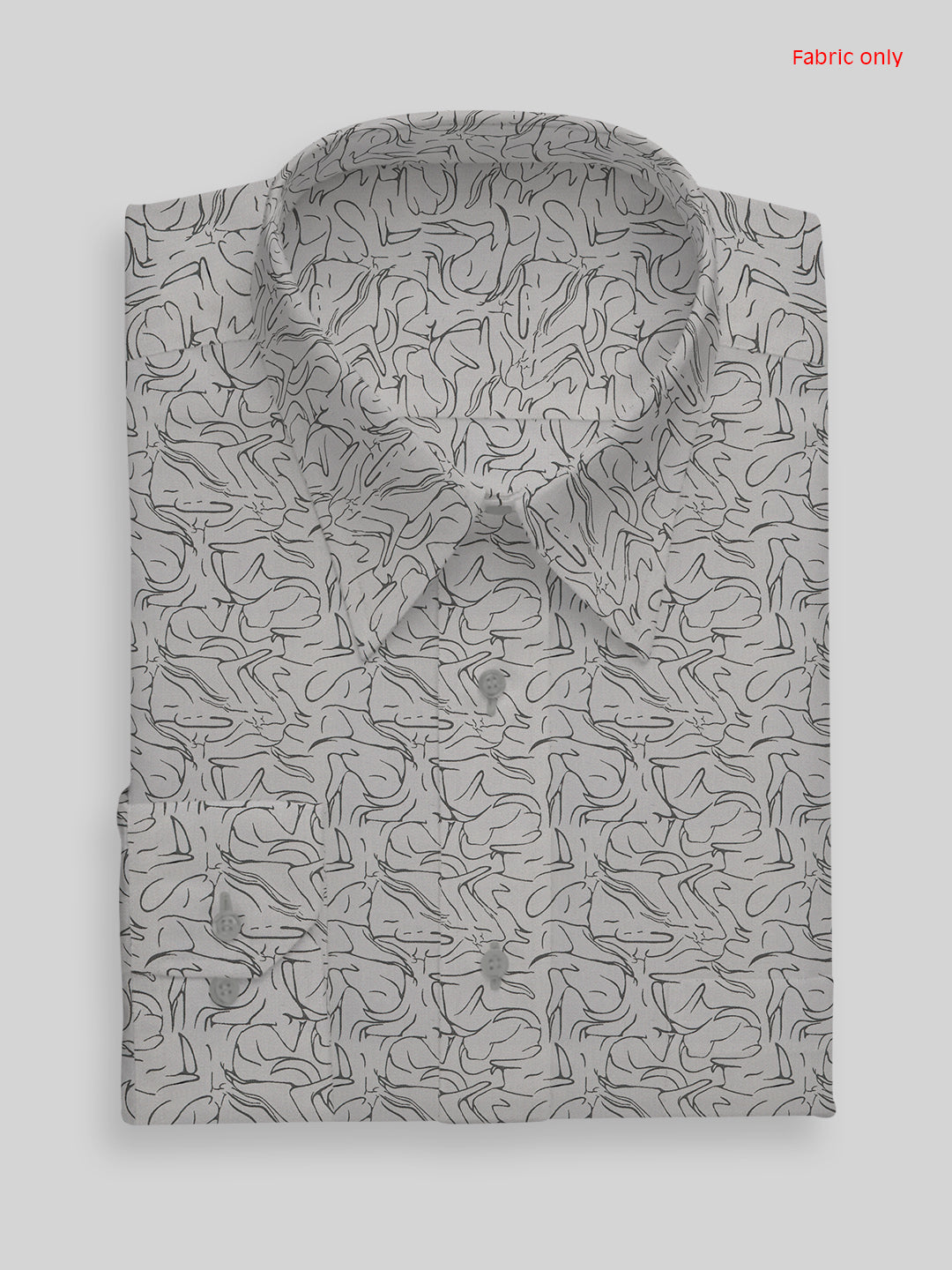 Men Cotton Rich Grey Printed Shirt Fabric Oslo Print