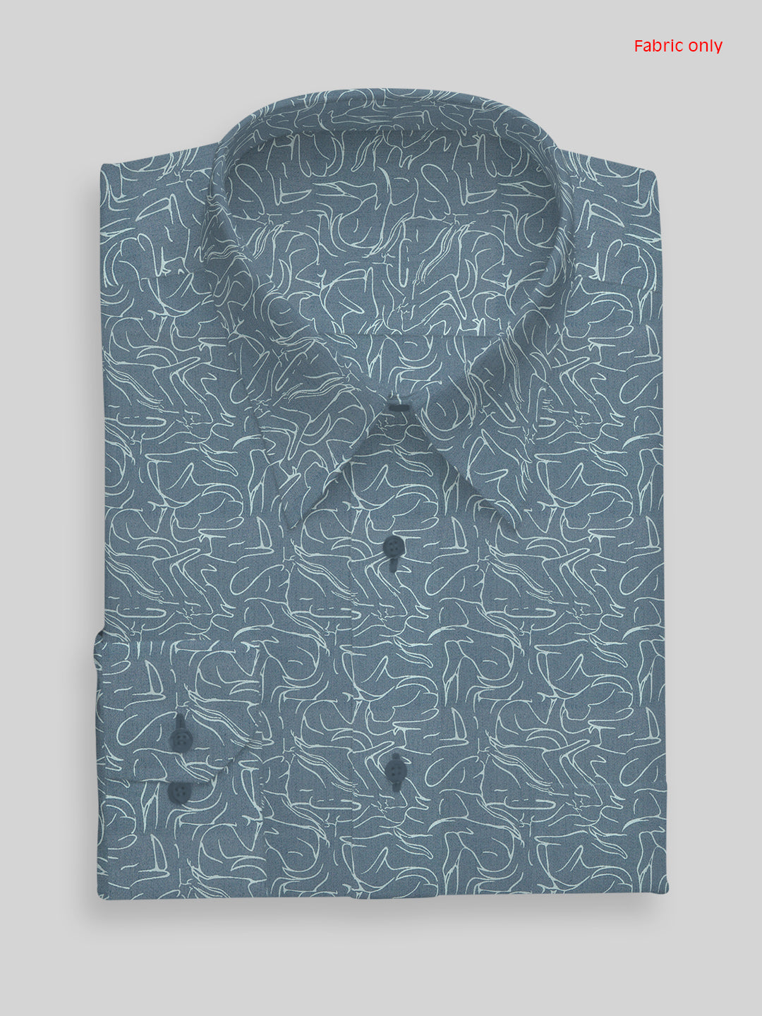 Men Cotton Rich Ash Blue Printed Shirt Fabric Oslo Print