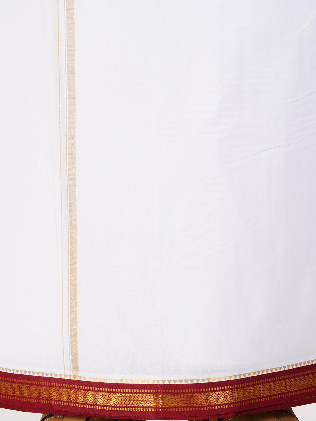 Mens Double Dhoti White with Myilkhgan Border Sudharsan-Zoom view
