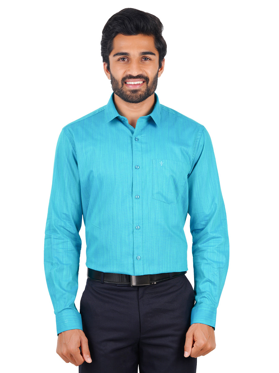 Men Cotton Rich Shirt Blue T32 TH9