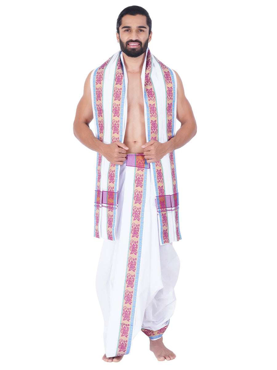 Men Fancy Purple Border Panchakacham With Angavasthram Shivendra (9+5)