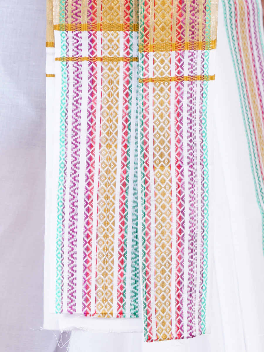 Men Fancy Mustard Border Panchakacham With Angavasthram Srirasthu(9+5) SR24