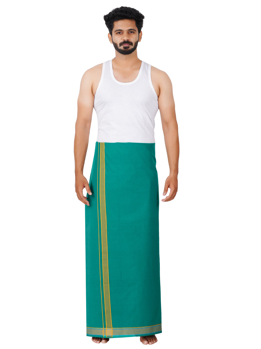 Mens Green Lungi with Fancy Border Enchant Colour 2