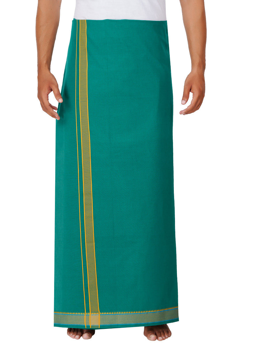 Mens Green Lungi with Fancy Border Enchant Colour 2-Front view