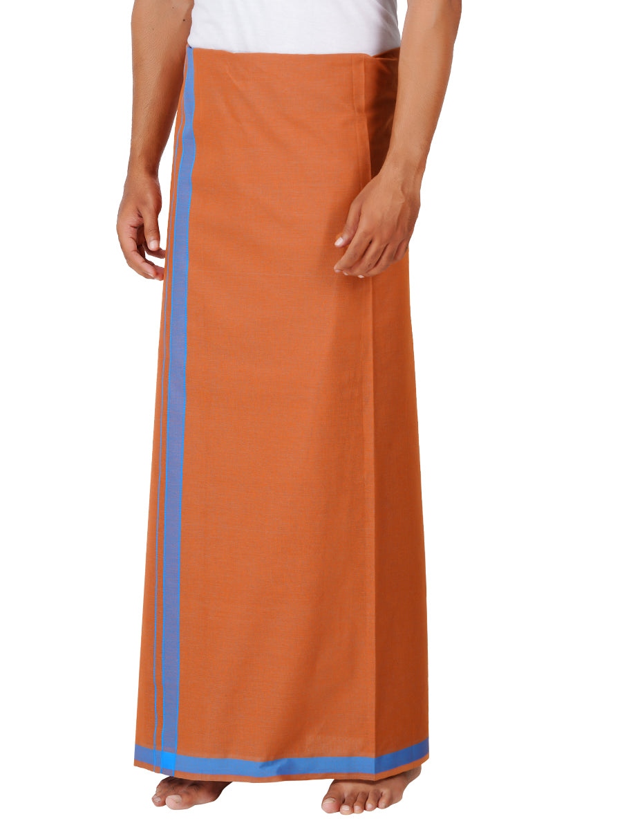 Mens Kavi Lungi with Fancy Border My Trend Colour 2-Front view