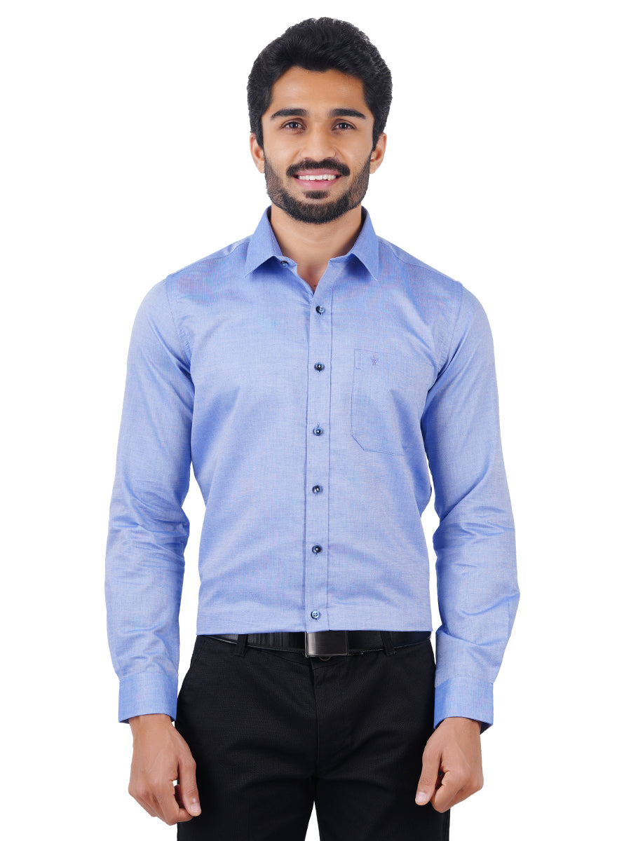 Premium Cotton Shirt Half Sleeves Blue EL GP5