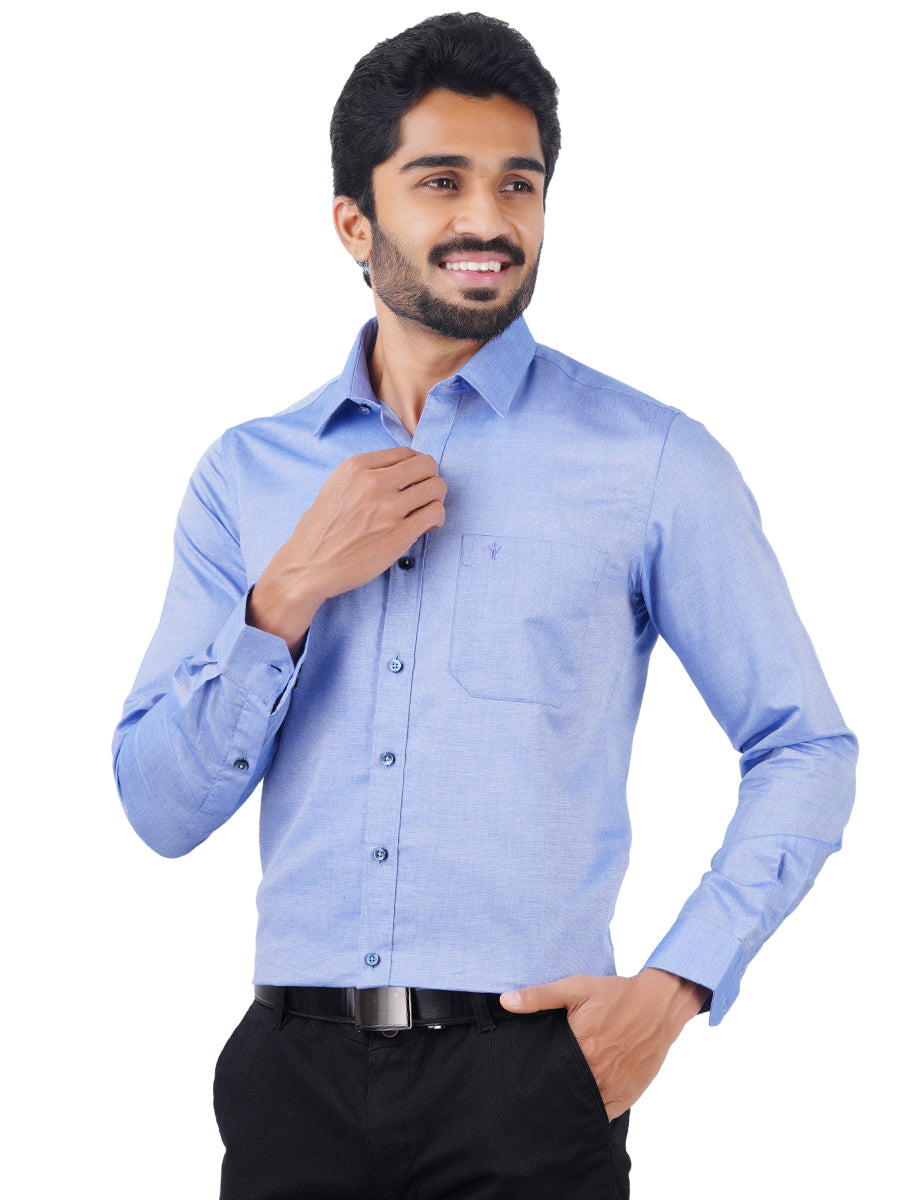 Premium Cotton Shirt Half Sleeves Blue -EL GP5