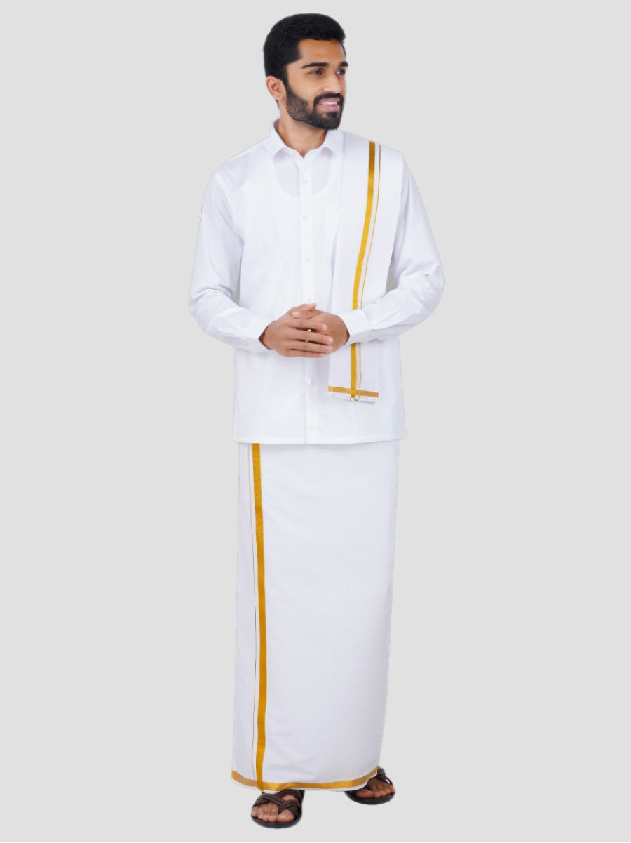 Vetha 1/2" Jari Towel White-Full view