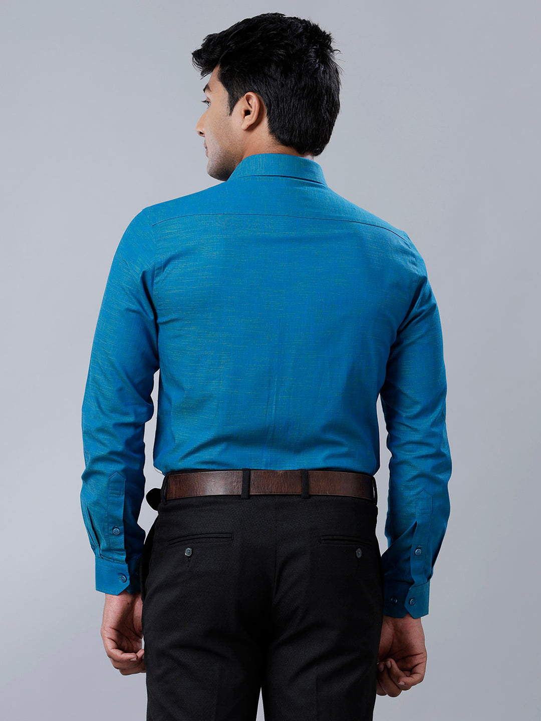 Mens Formal Shirt Full Sleeves Greenish Blue CL2 GT29-Back view