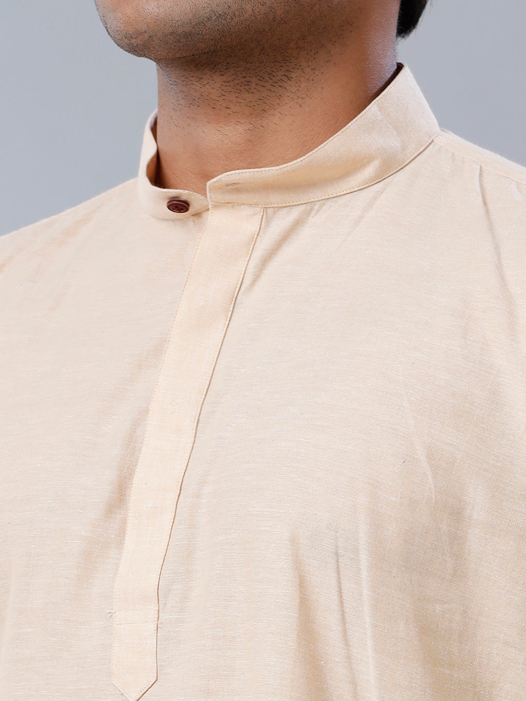 Men Cotton Medium Length Plain Pocket Kurta Sandal J17