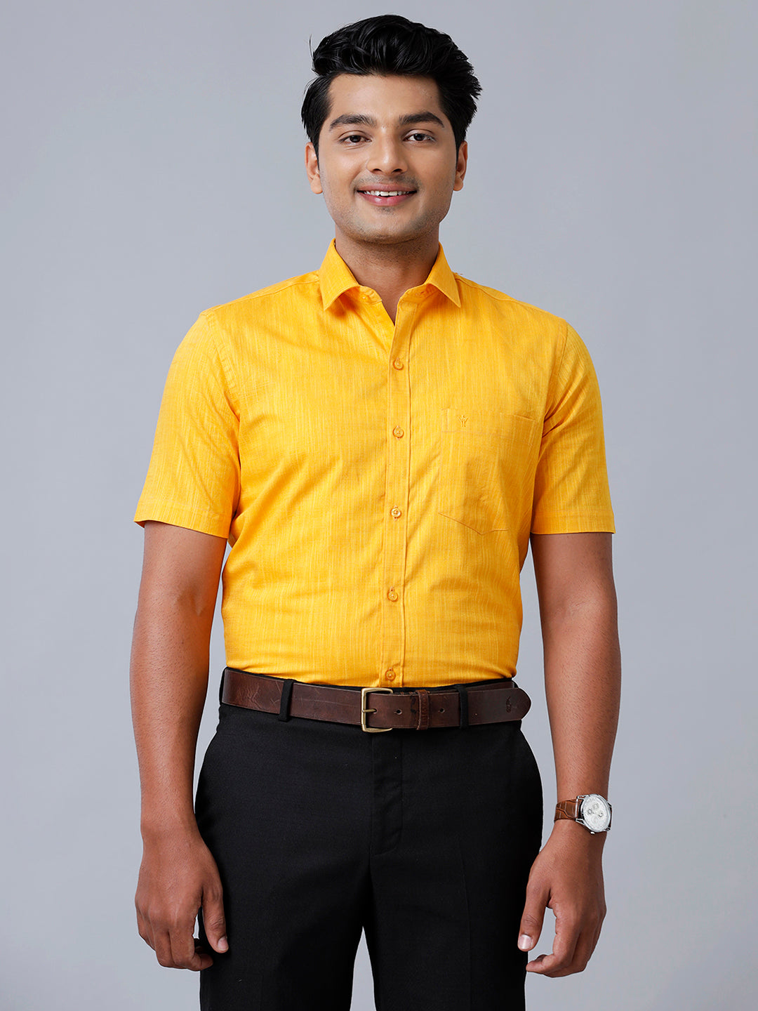 Mens Formal Shirt Half Sleeves Orange CL2 GT34