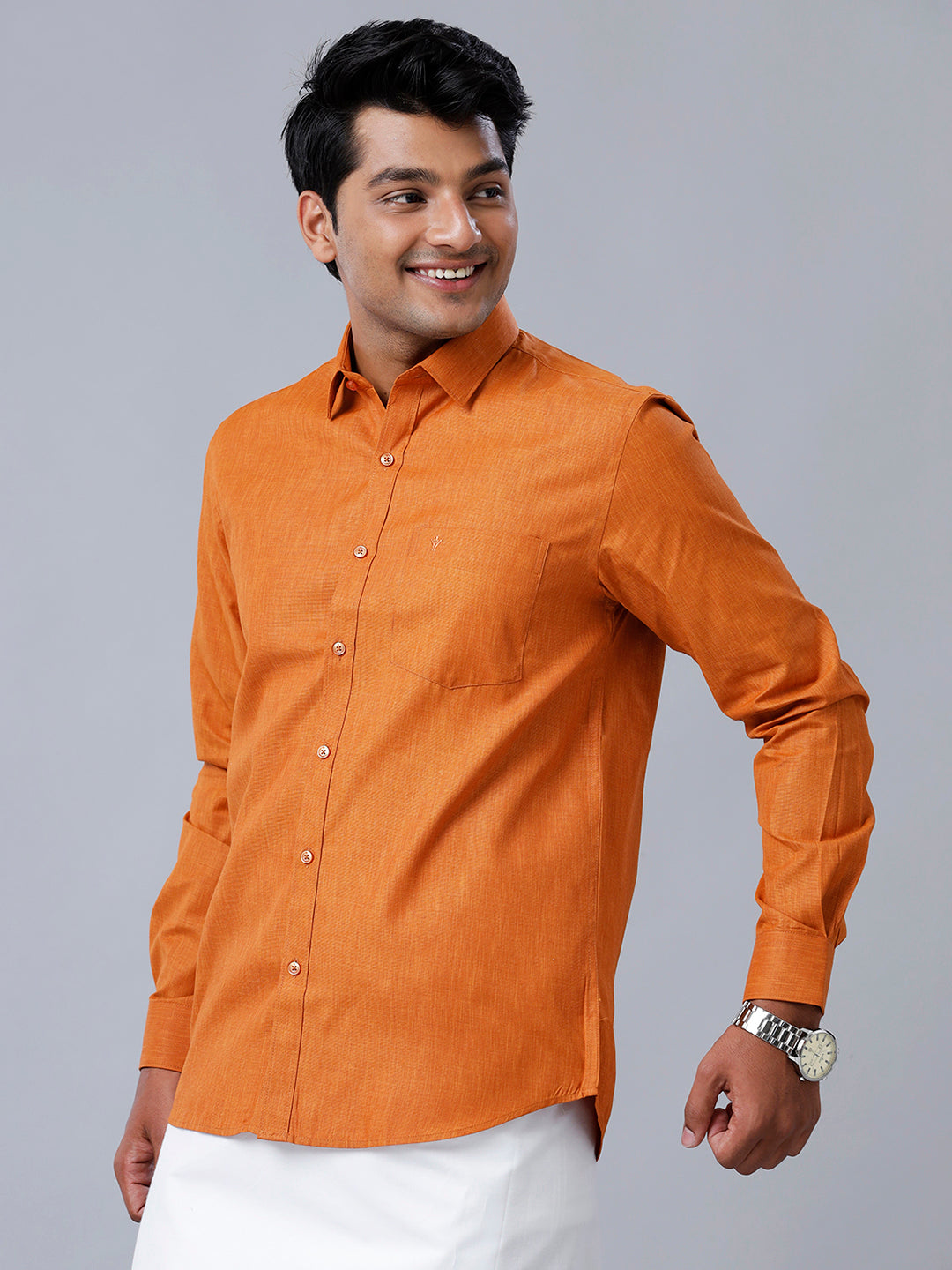 Mens Formal Shirt Full Sleeves Saffron T40 TP7-Side view