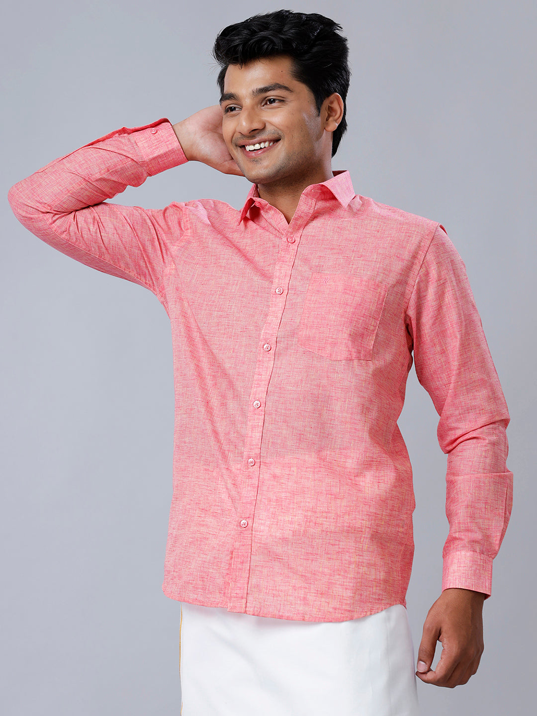 Mens Formal Shirt Full Sleeves Pink T39 TO1-Front view