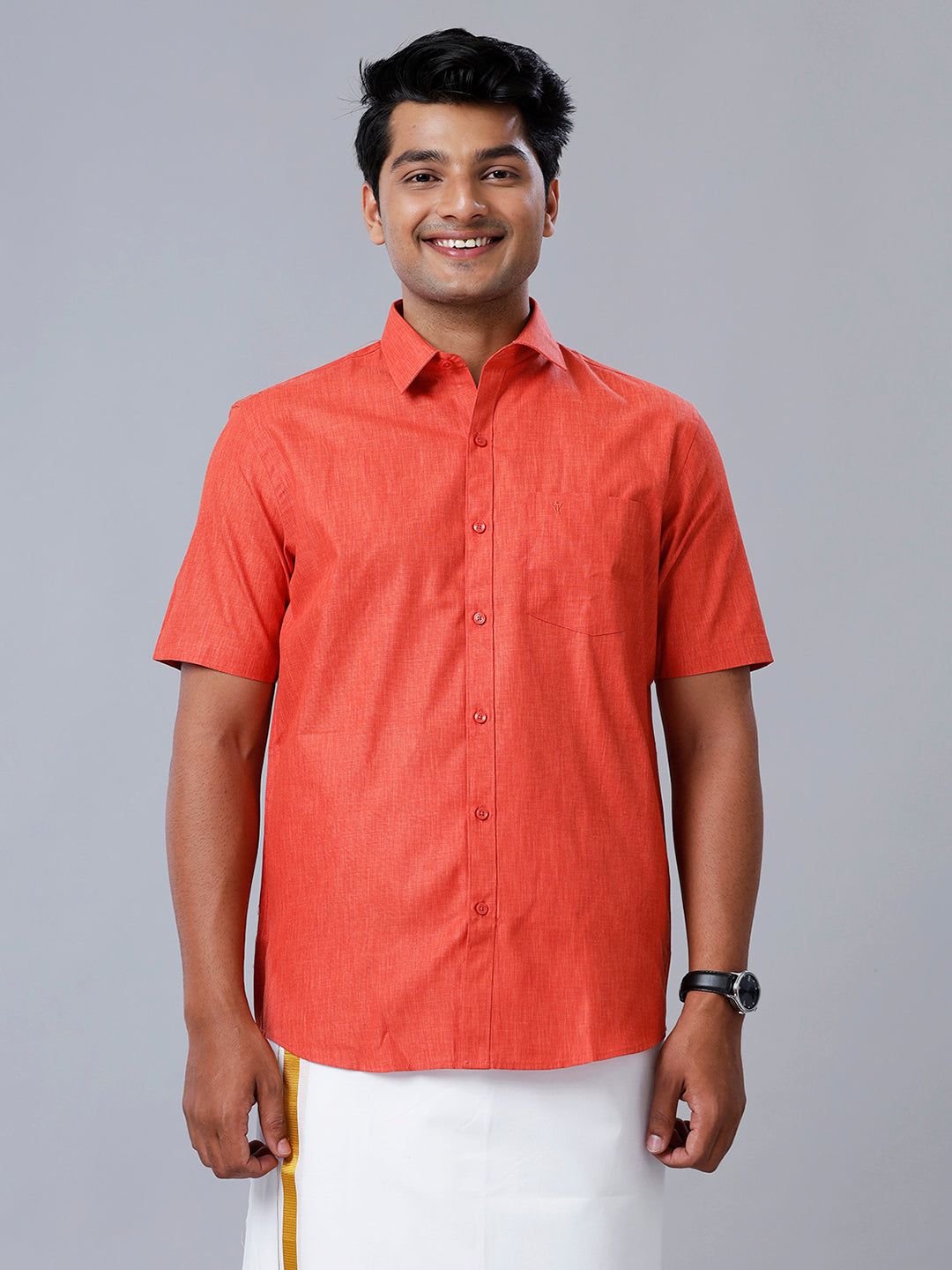 Mens Formal Shirt Half Sleeves Red T40 TP1