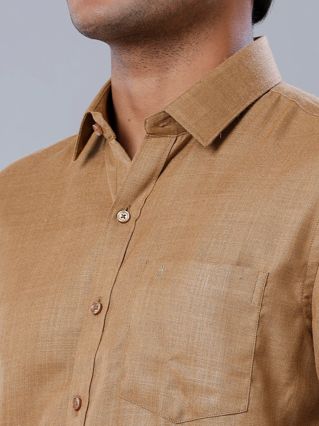 Mens Formal Shirt Half Sleeves Dark Brown T41 TQ6-Zoom view