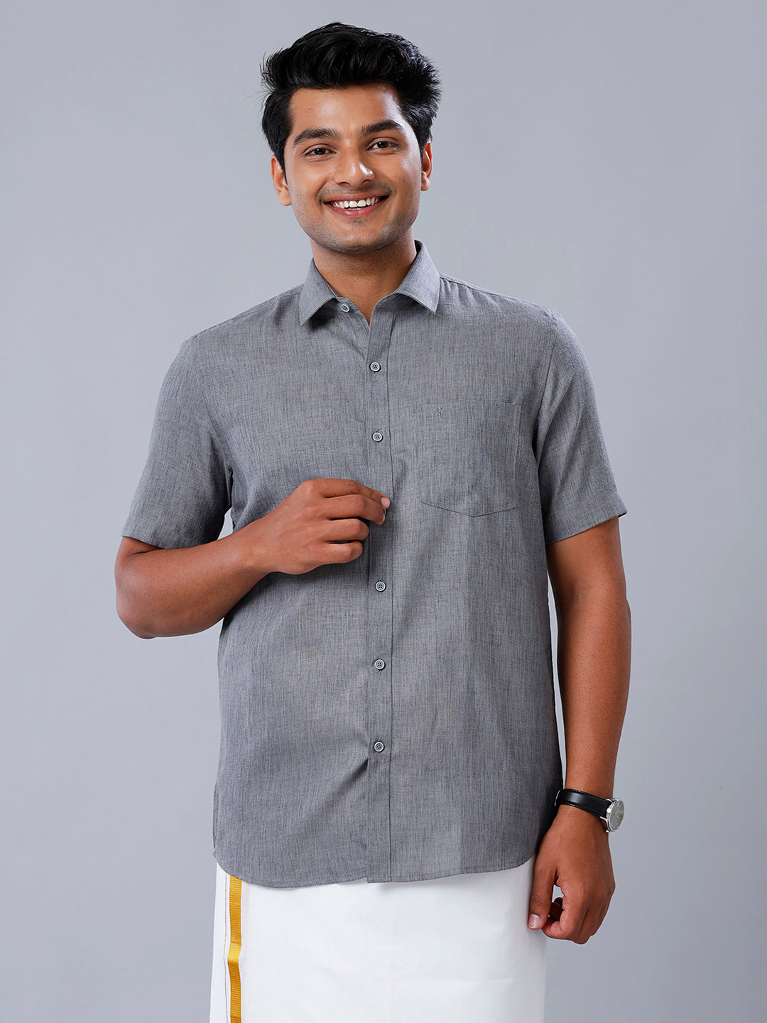Mens Formal Shirt Half Sleeves  Grey T26 TB7