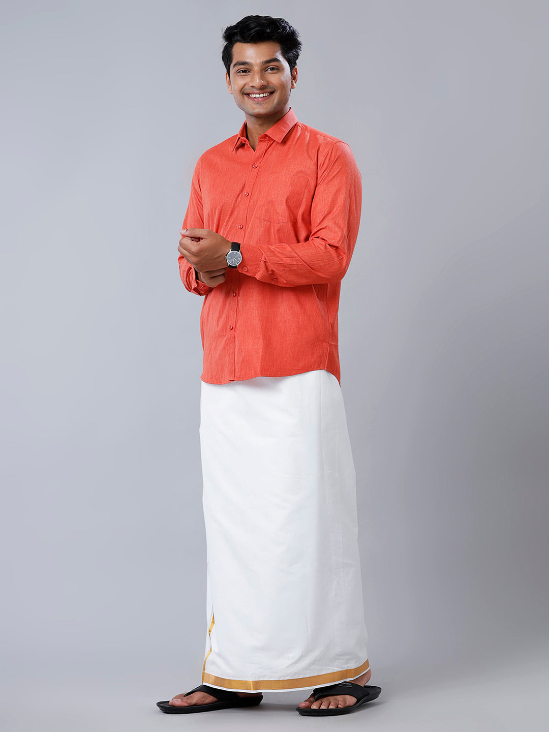 Men Cotton Blend Shirt Red T40 TP1