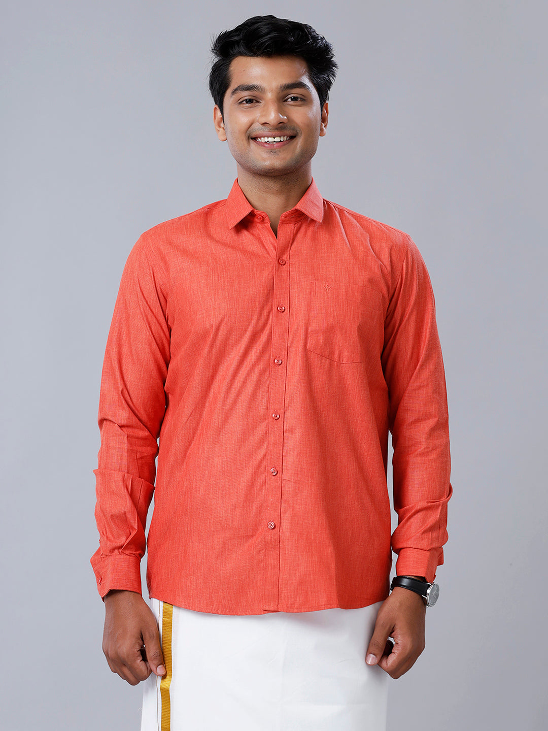 Men Cotton Blend Shirt Red T40 TP1
