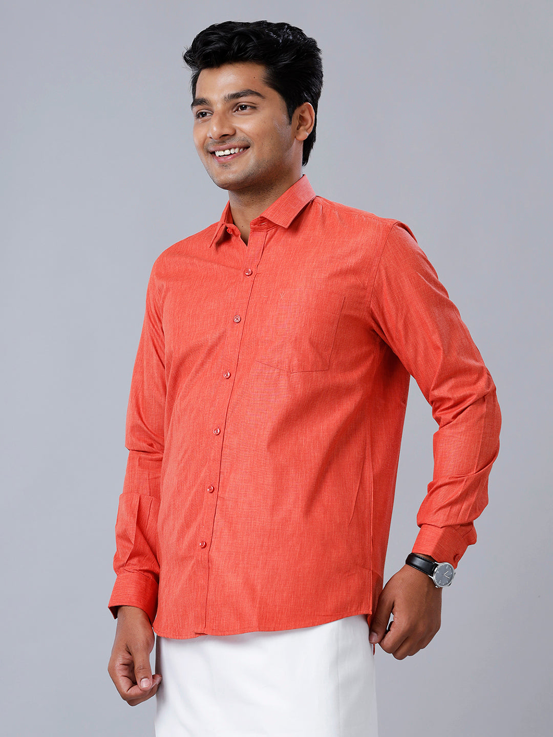 Men Cotton Blend Shirt Red T40 TP1