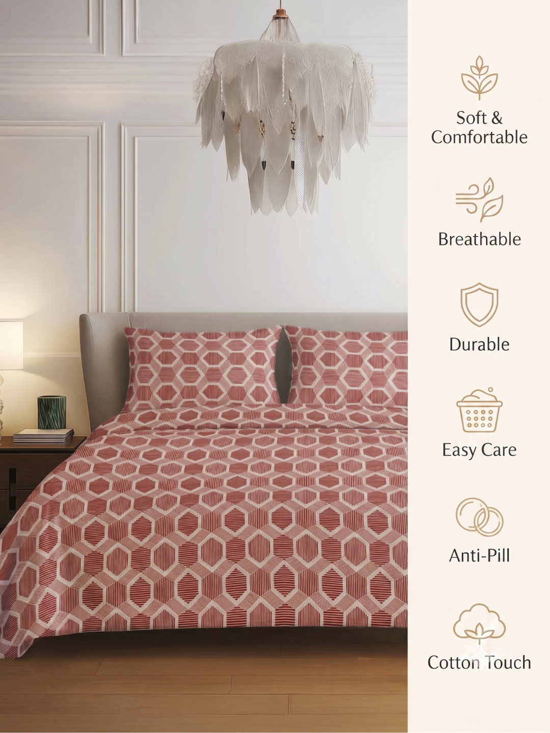 King Size Premium Cotton Bed Sheet & 2 Pillow Cover Set - BDS03