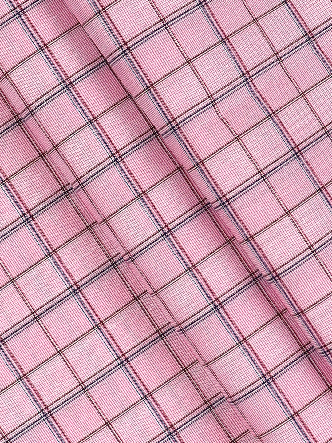 Cotton Pink Colour Checked Shirt Fabric Candy Colour\