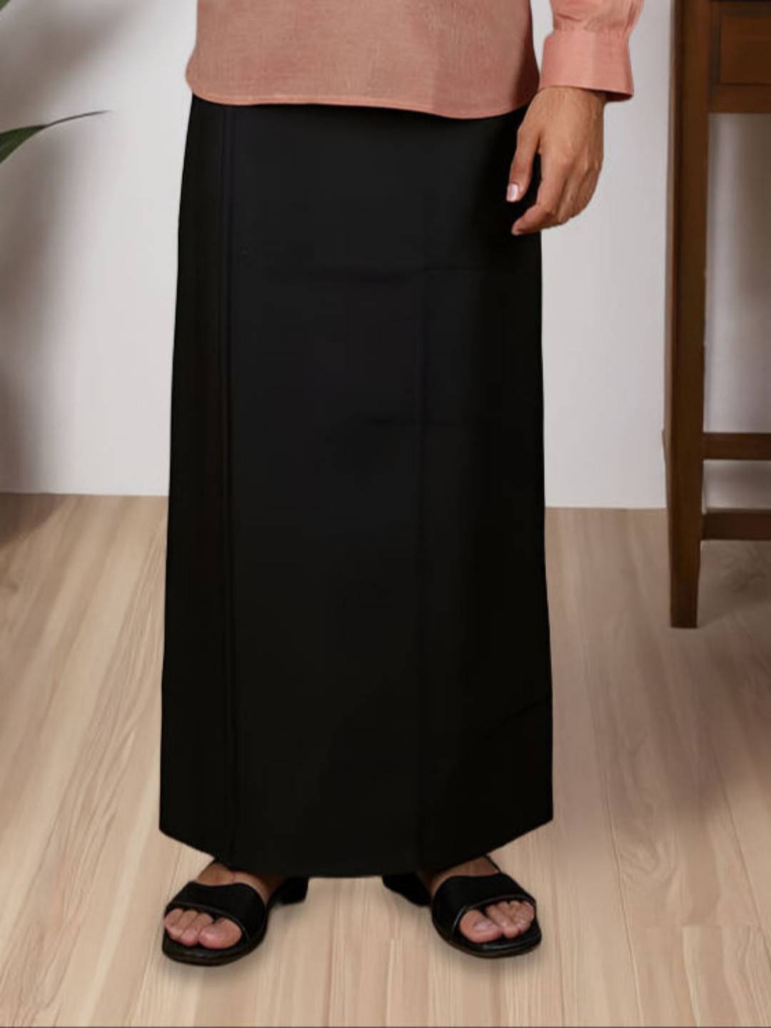 Men Peach Short Length Pocket Kurta with Black Dhoti Set RJ43